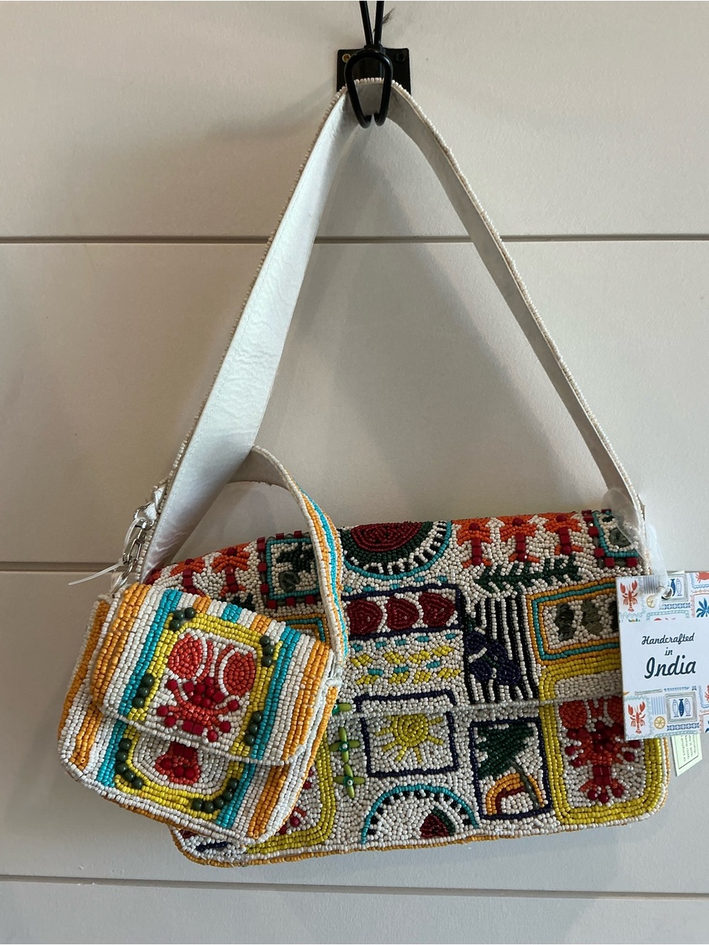 VIRAL Hand-Beaded Multicolor Summer  Shoulder Bag with seafood designs